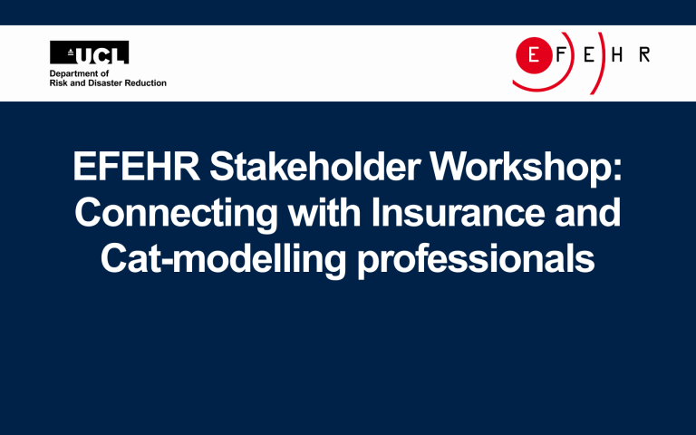EFEHR stakeholder workshop: connecting with insurance and cat-modelling professionals