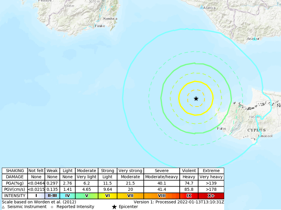 What does a ShakeMap show? 